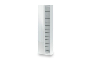 Giovanni Arctic White Tall Shoe Cabinet with Mirrored Door, 14-16 Pair Capacity - UK Luxury Furniture